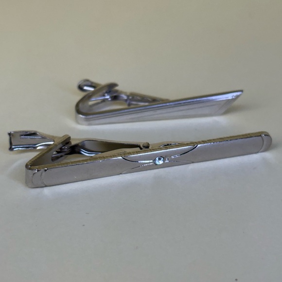 Silver Tie Clip Set - Picture 1 of 3